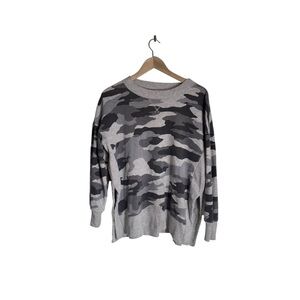 Aerie Camo Oversized Crewneck Sweater Black Grey Casual Loungewear Size Small